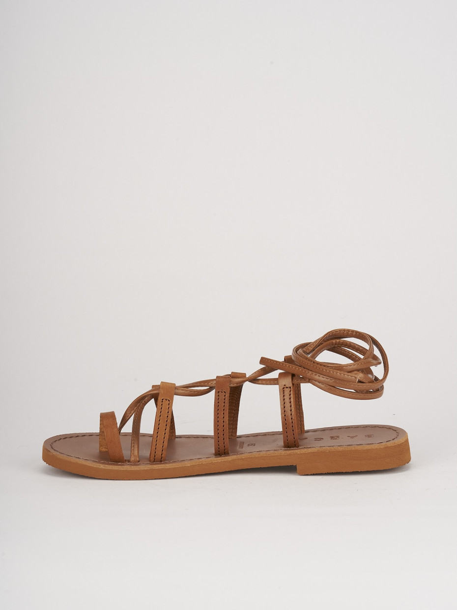 Sandali tacco 1cm pelle marrone