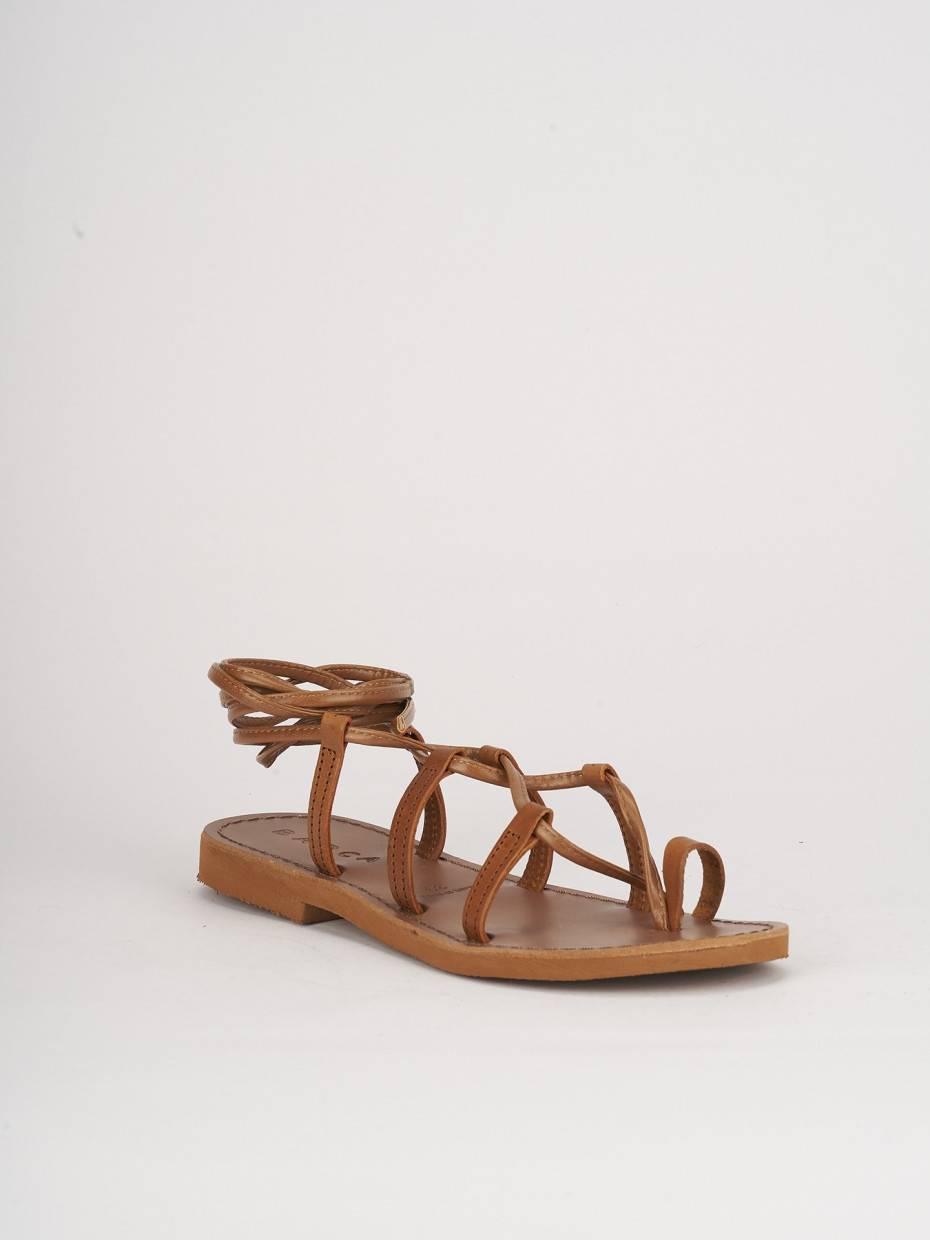 Sandali tacco 1cm pelle marrone