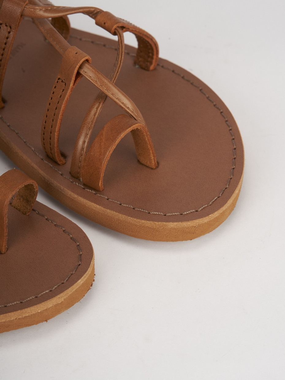 Sandali tacco 1cm pelle marrone