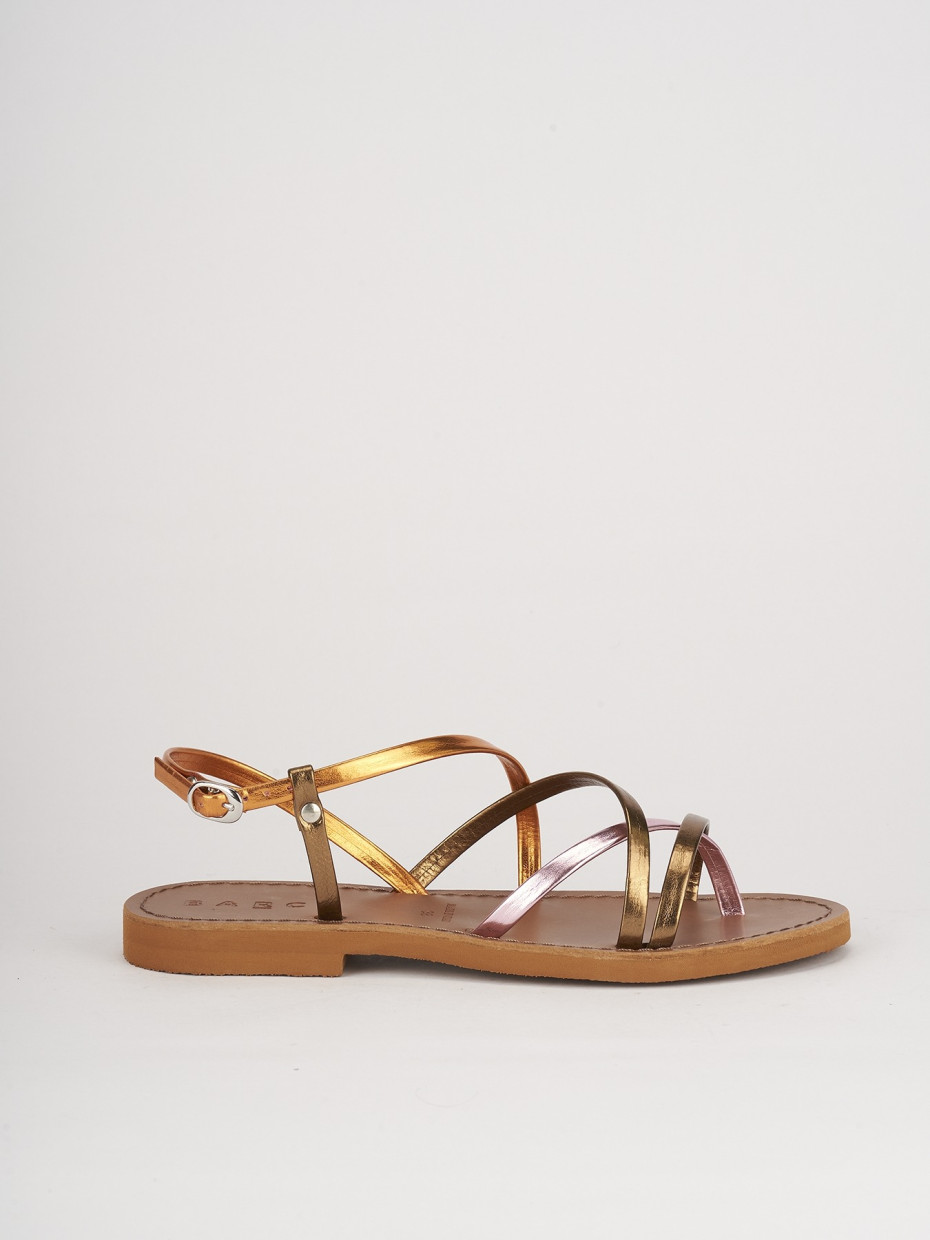 Sandali tacco 1cm pelle multicolor