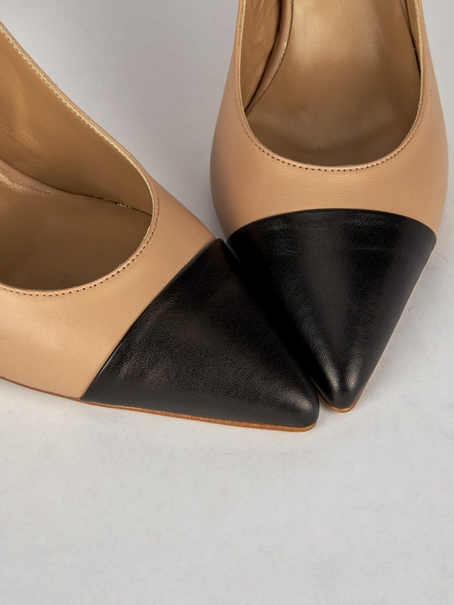 Slingback decoltè tacco 7 cm nero pelle