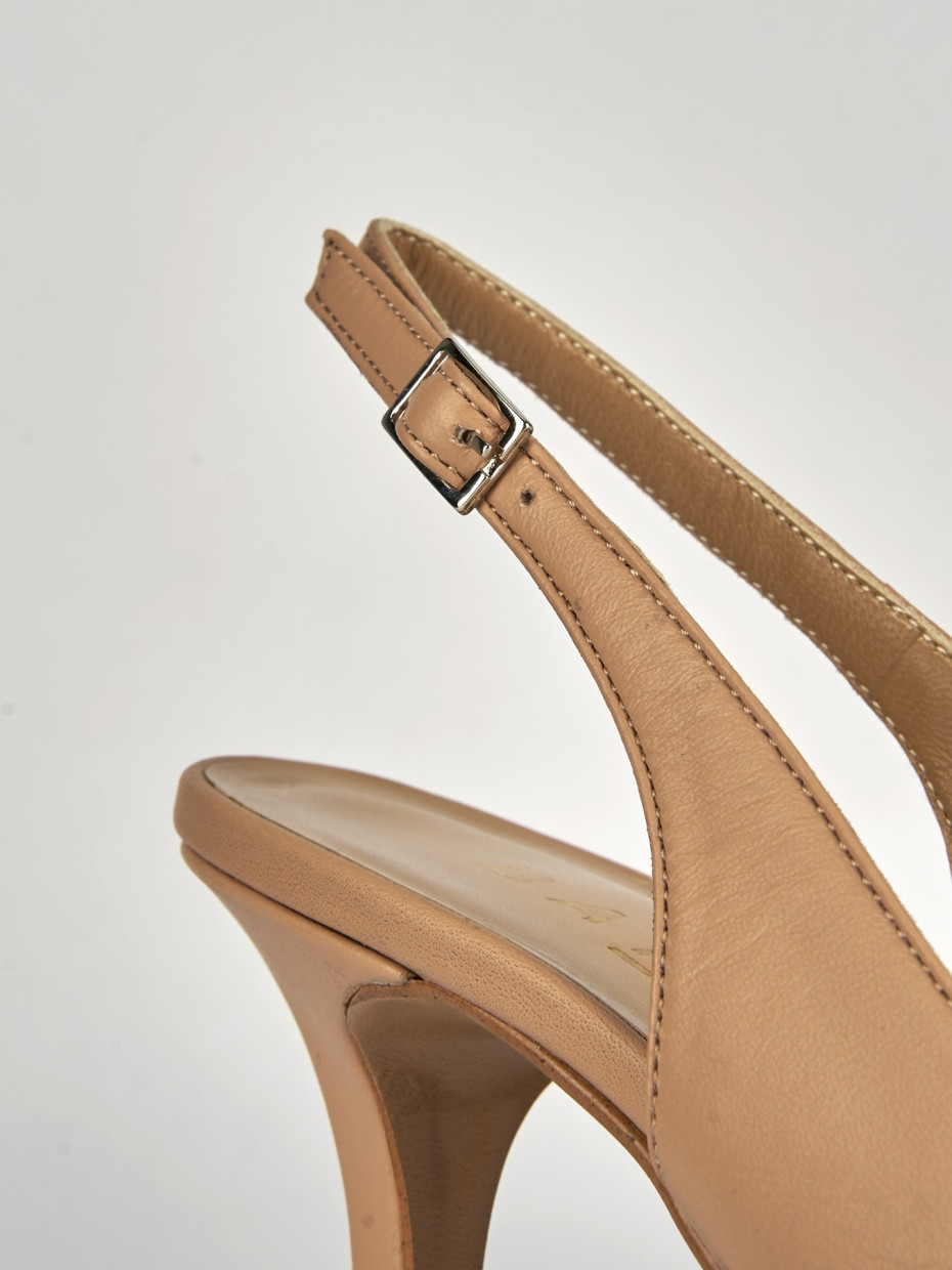 Slingback decoltè tacco 7 cm nero pelle