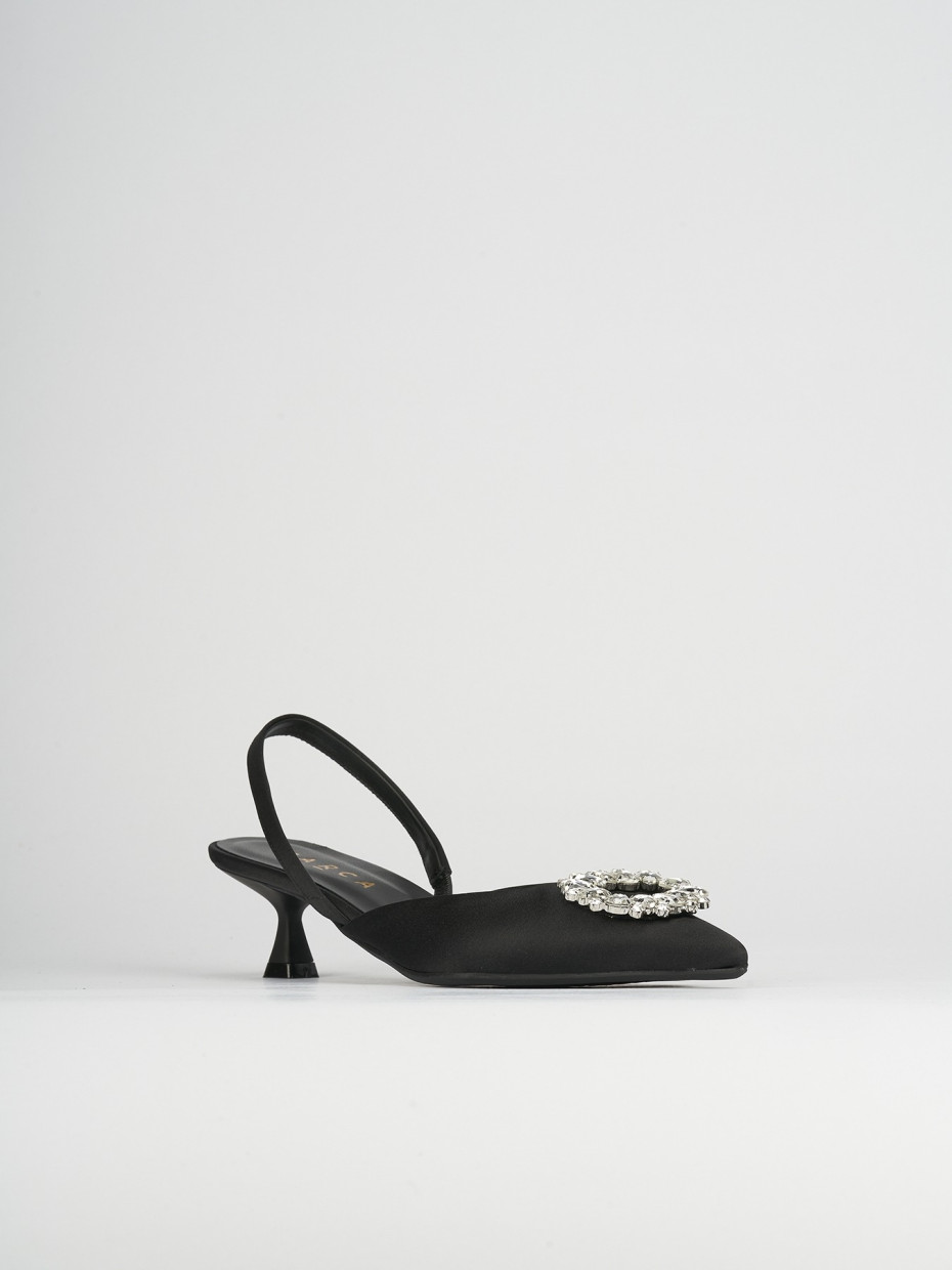 Pumps heel 5 cm black satin