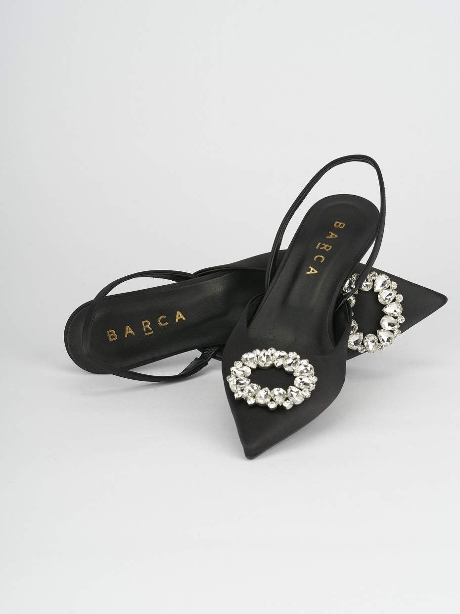 Pumps heel 5 cm black satin