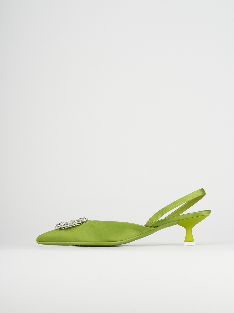 Pumps heel 5 cm green satin