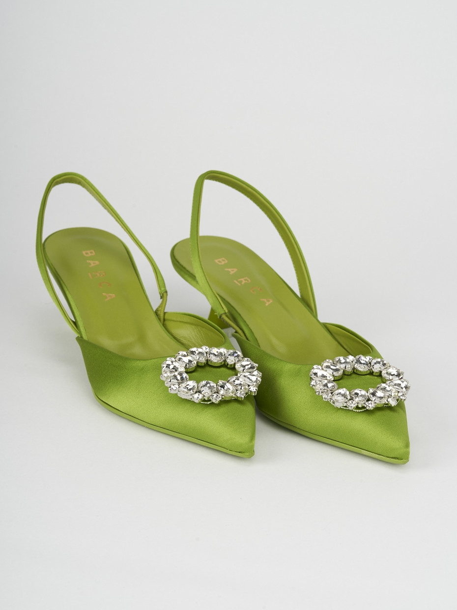 Pumps heel 5 cm green satin
