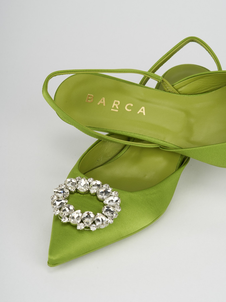 Pumps heel 5 cm green satin