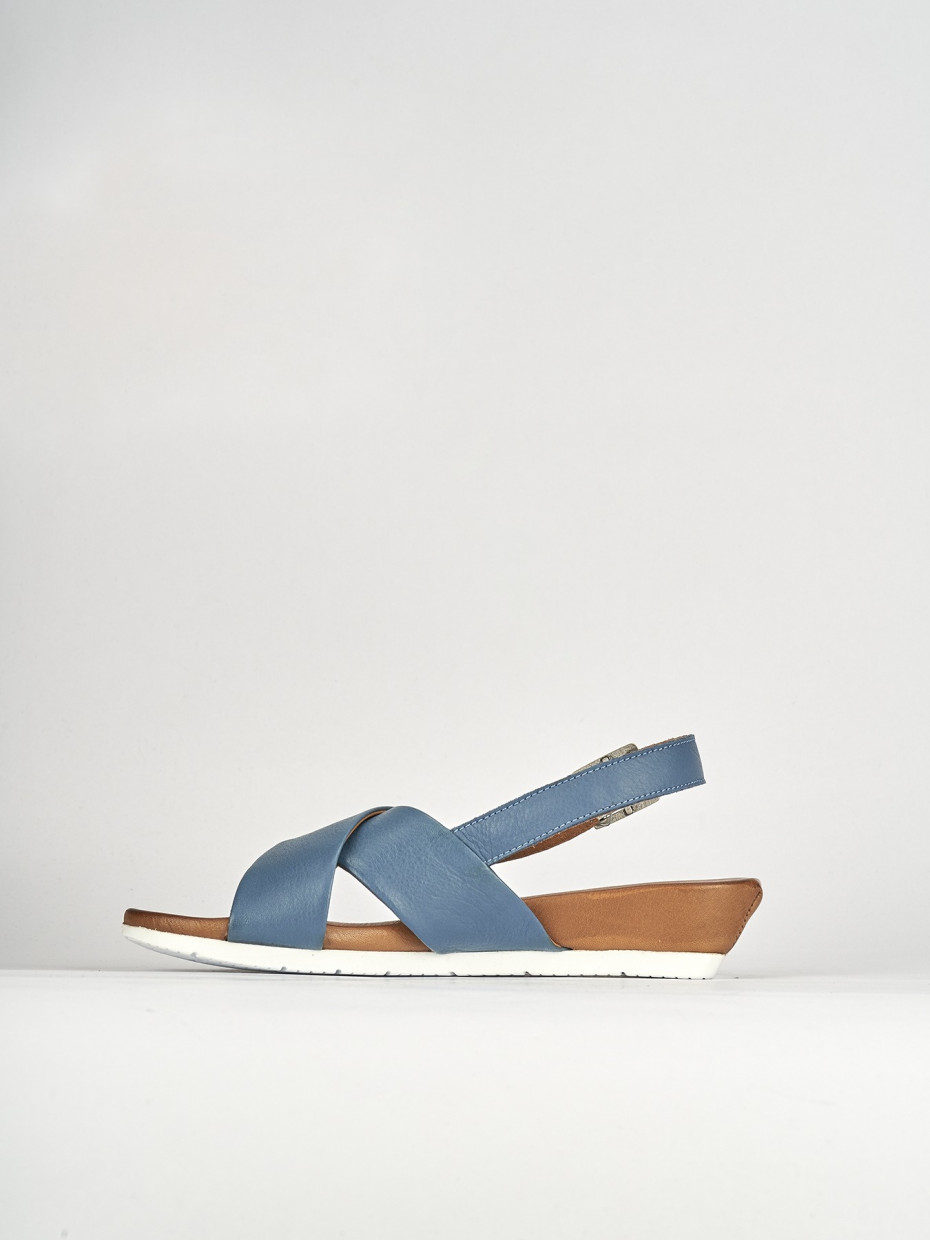 Sandalo zeppa 3 cm azzurro pelle