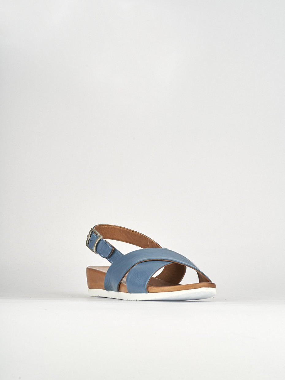 Wedge heels heel 3 cm light blue leather