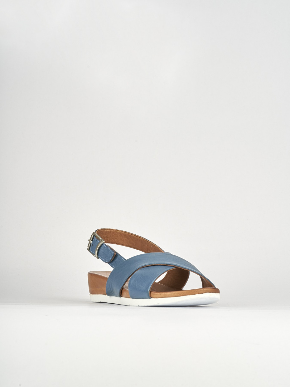 Sandalo zeppa 3 cm azzurro pelle