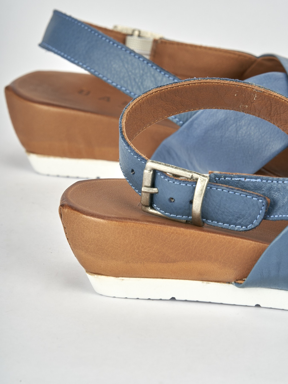 Wedge heels heel 3 cm light blue leather
