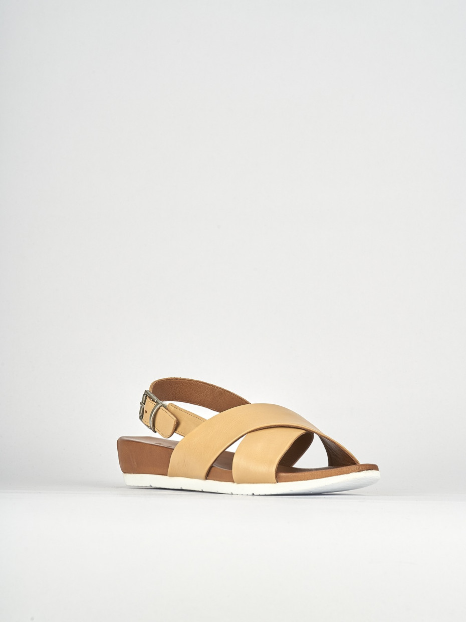 Sandalo zeppa 3 cm beige pelle