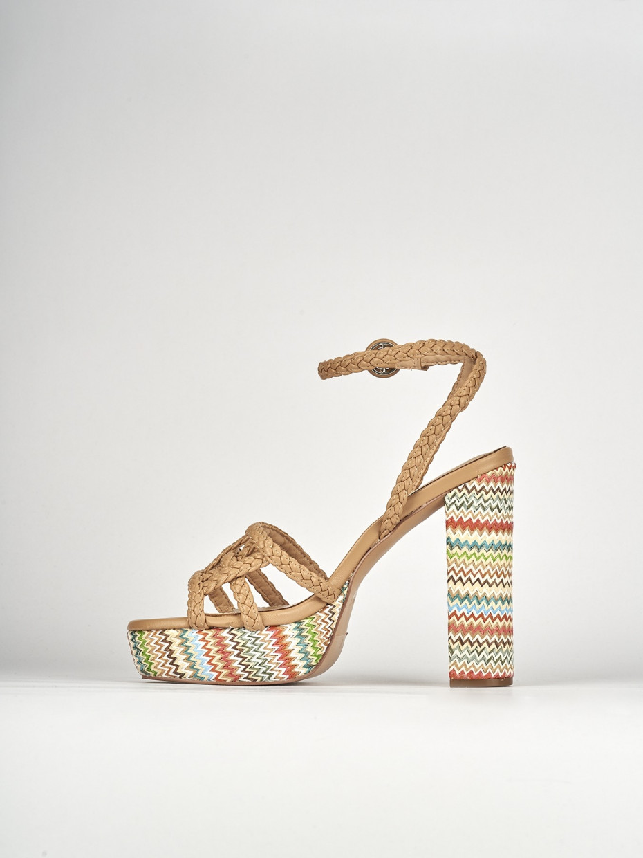 Sandali tacco 10cm pelle beige
