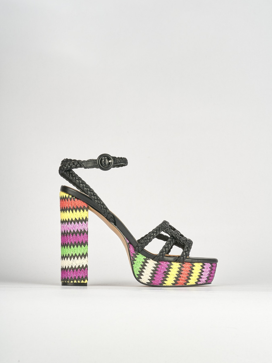 High heel sandals heel 10 cm black leather