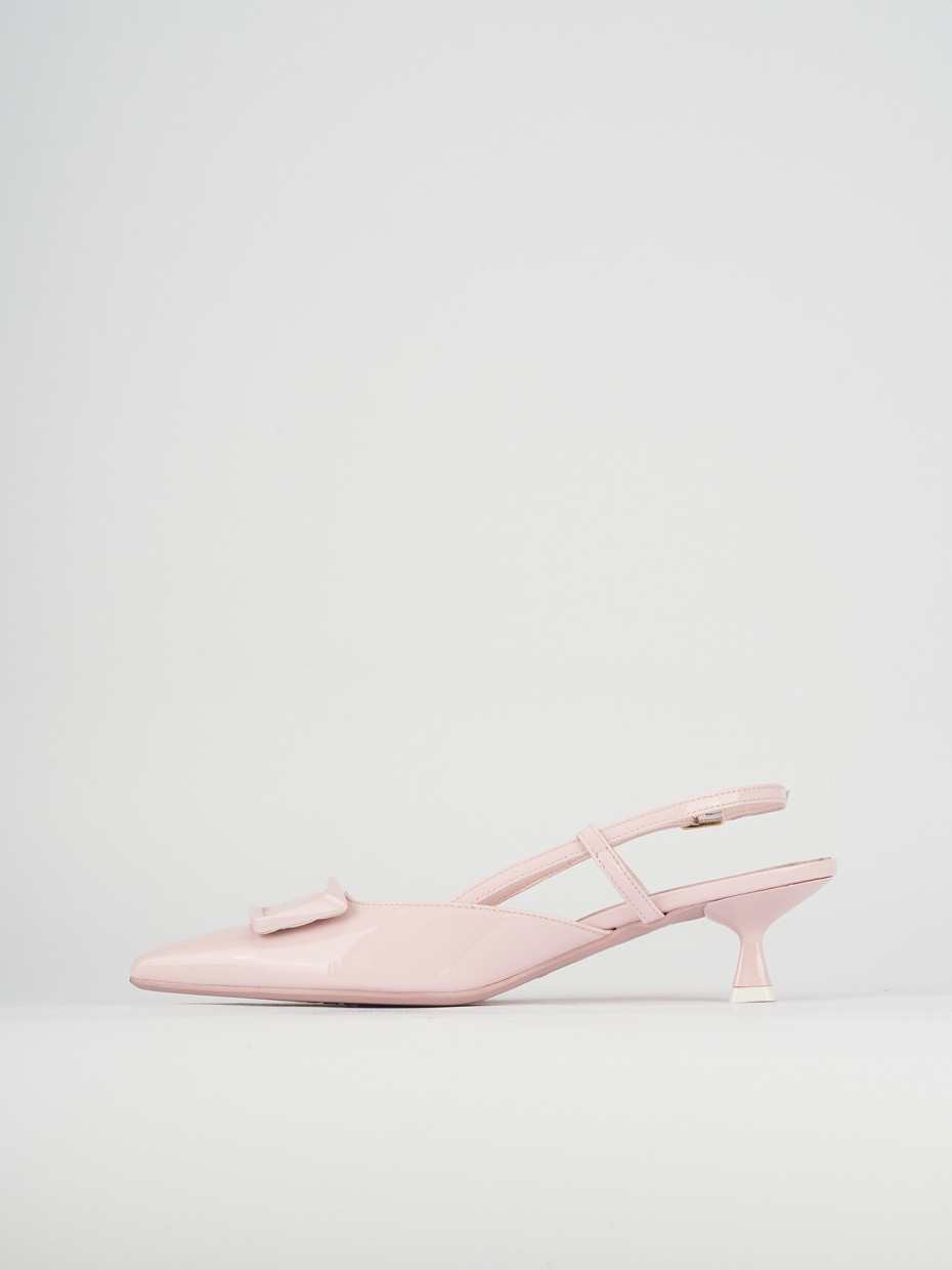 Slingback decoltè tacco 5 cm rosa pelle