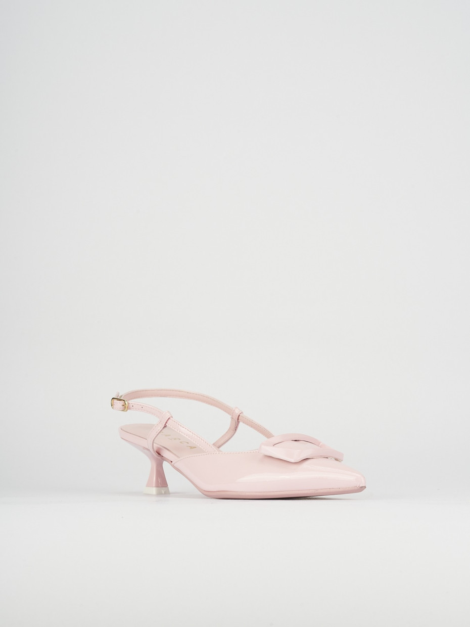 Slingback decoltè tacco 5 cm rosa pelle