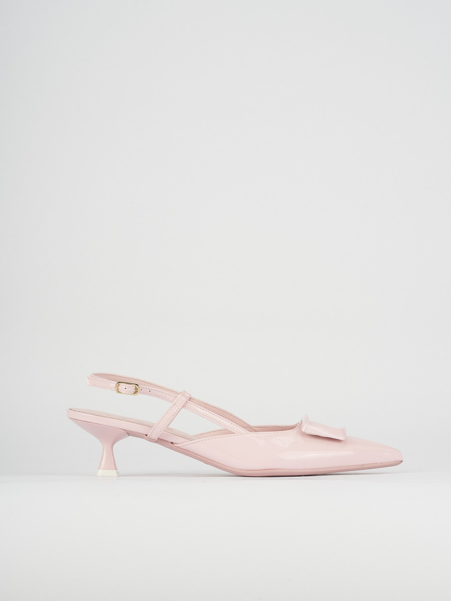 Slingback decoltè tacco 5 cm rosa pelle