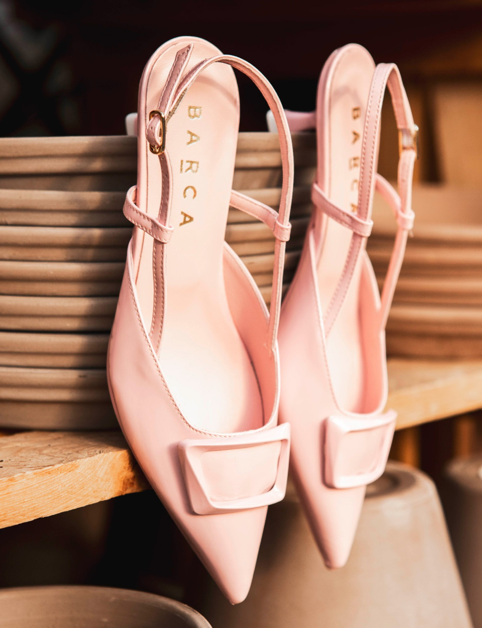Slingback decoltè tacco 5 cm rosa pelle