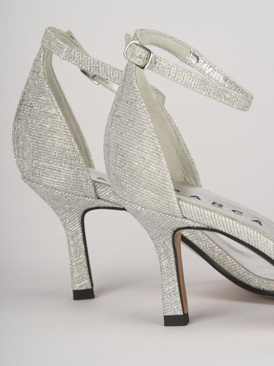 High heel sandals woman heel 6 cm silver leather Barca Stores