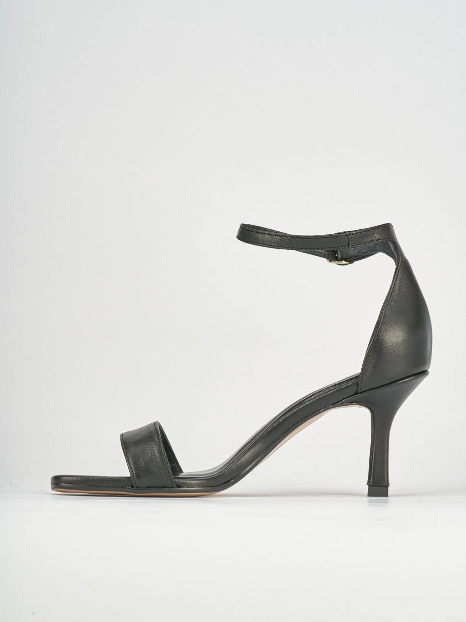High heel sandals heel 6 cm black leather