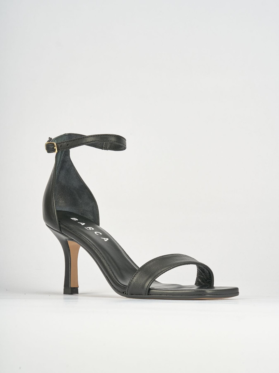 High heel sandals woman heel 6 cm black leather Barca Stores