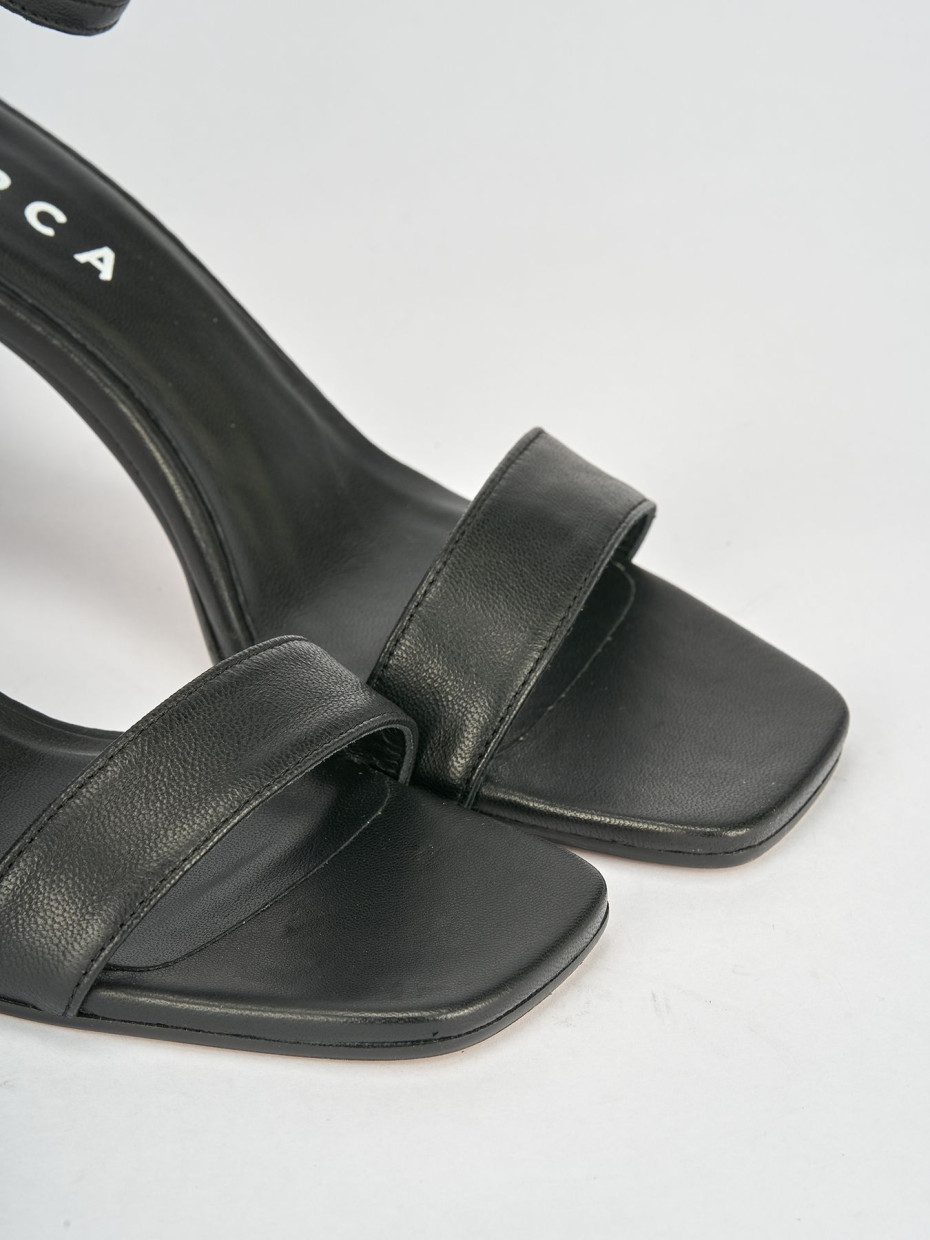 High heel sandals heel 6 cm black leather
