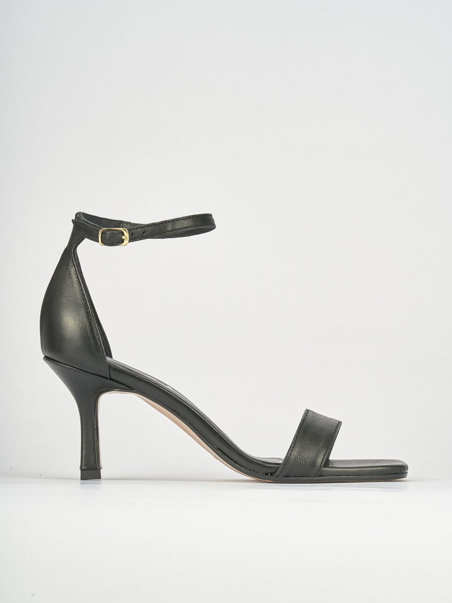 High heel sandals heel 6 cm black leather