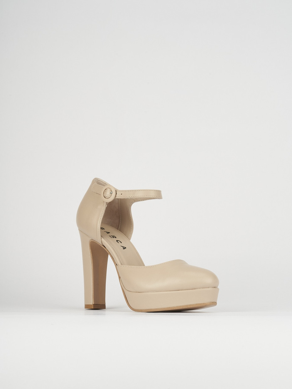 Bebè tacco 9cm  beige pelle