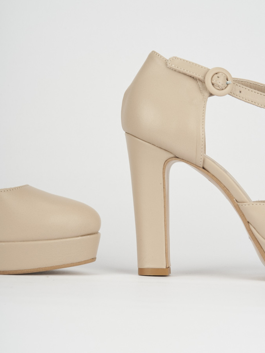 Bebè tacco 9cm  beige pelle