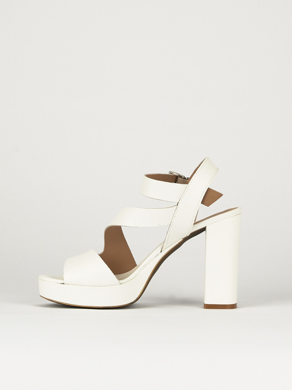 Sandalo tacco 10 cm bianco pelle