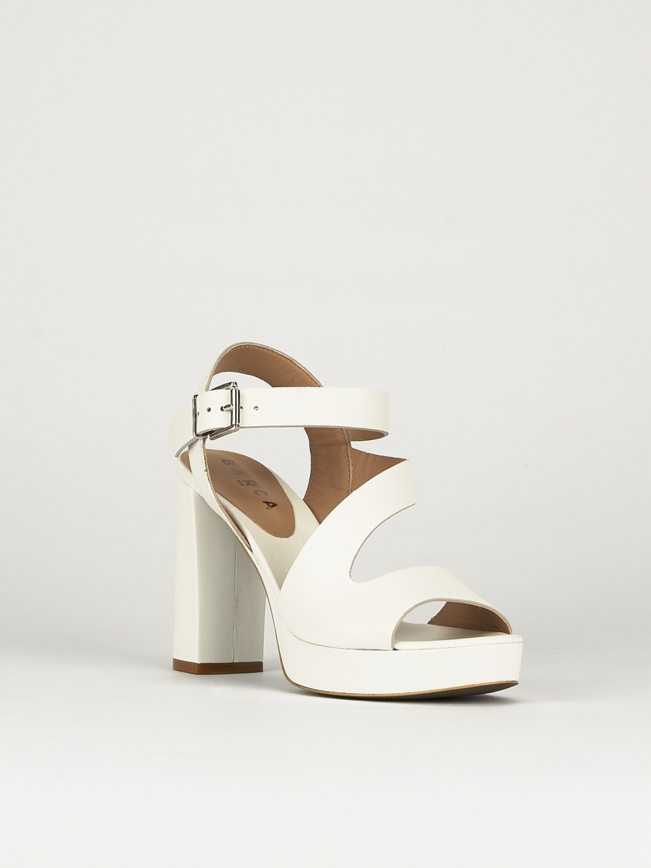 Sandalo tacco 10 cm bianco pelle