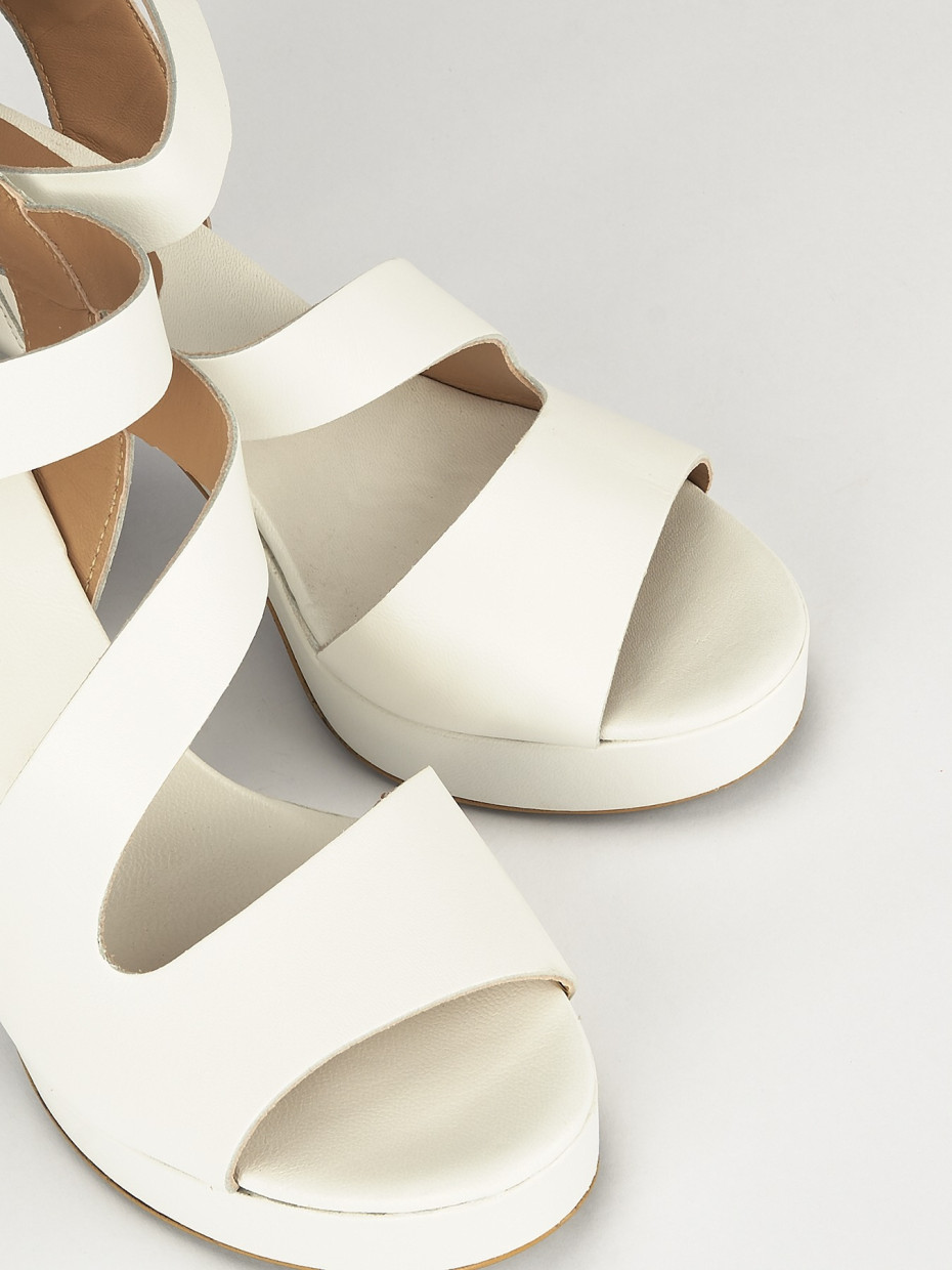 Sandalo tacco 10 cm bianco pelle