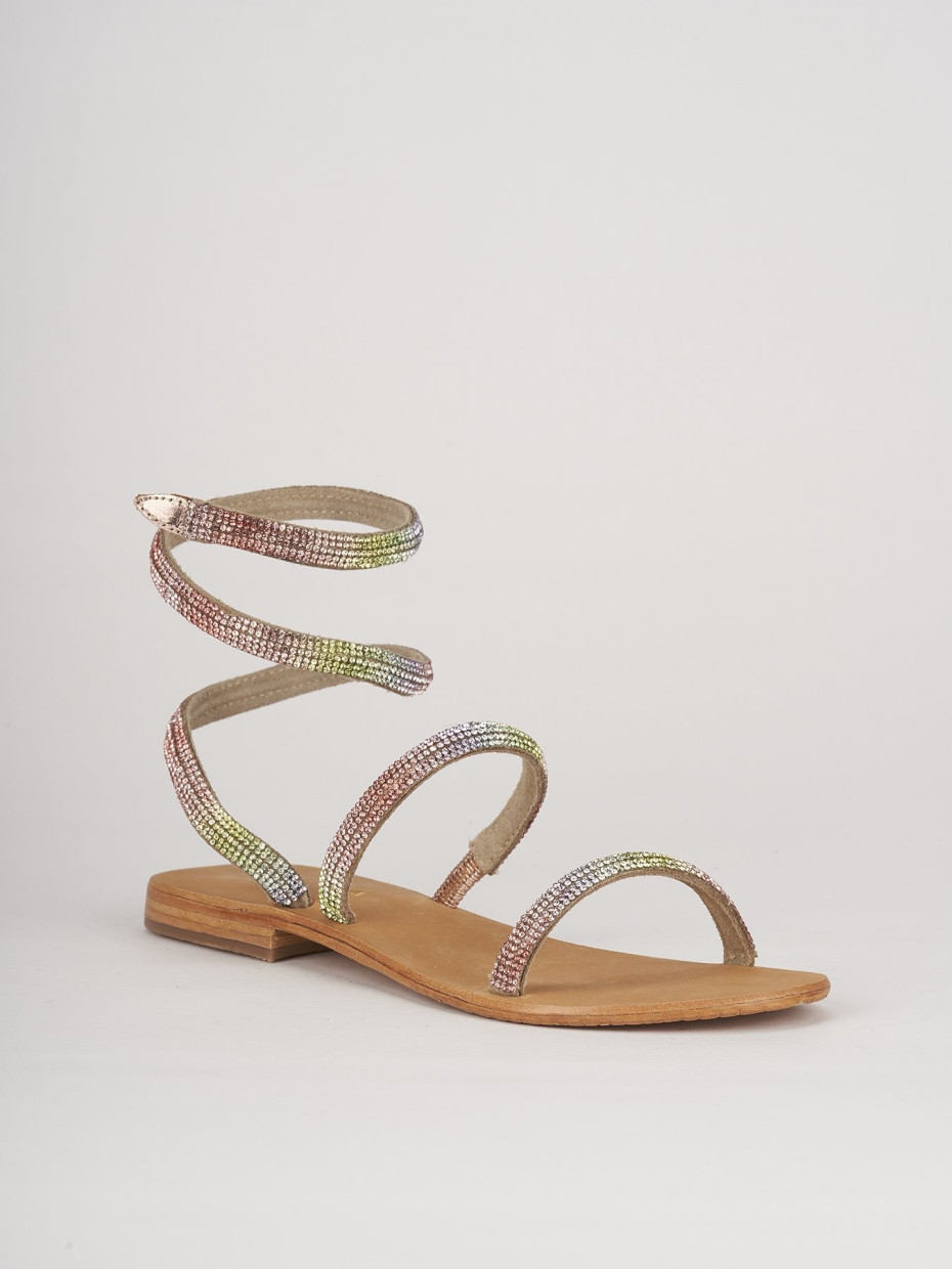 Low heel sandals heel 1 cm multicolor leather