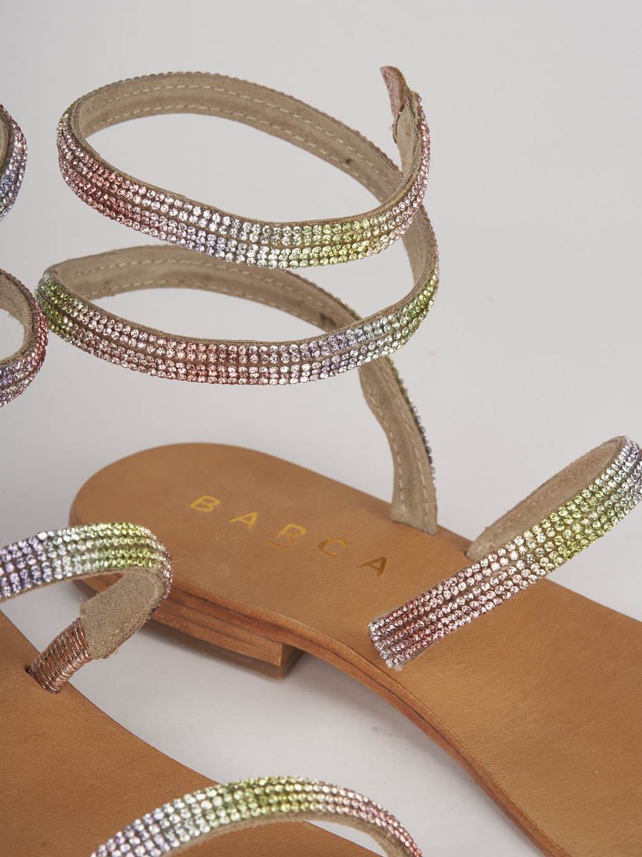 Multicolor sandals low heel cheap