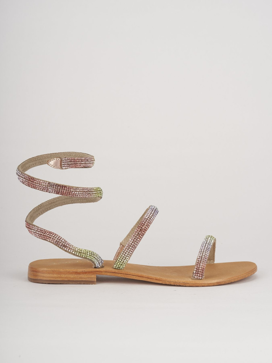 Low heel sandals heel 1 cm multicolor leather