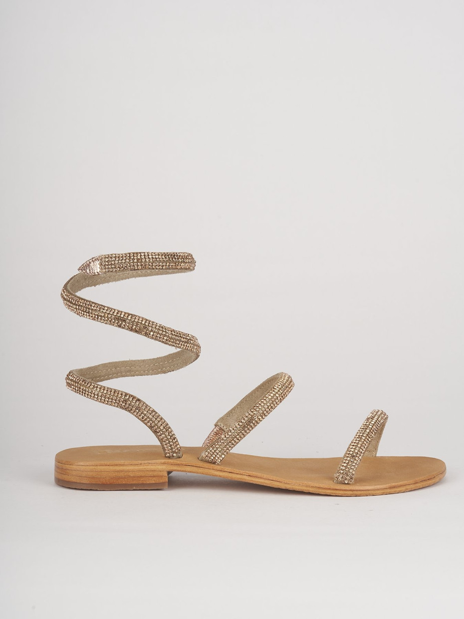 Low heel sandals heel 1 cm pink leather