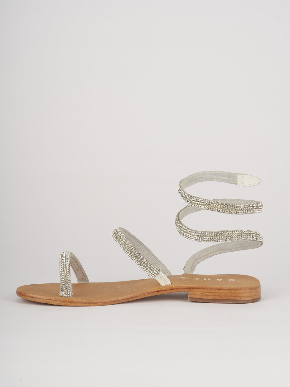 Low heel sandals heel 1 cm white leather