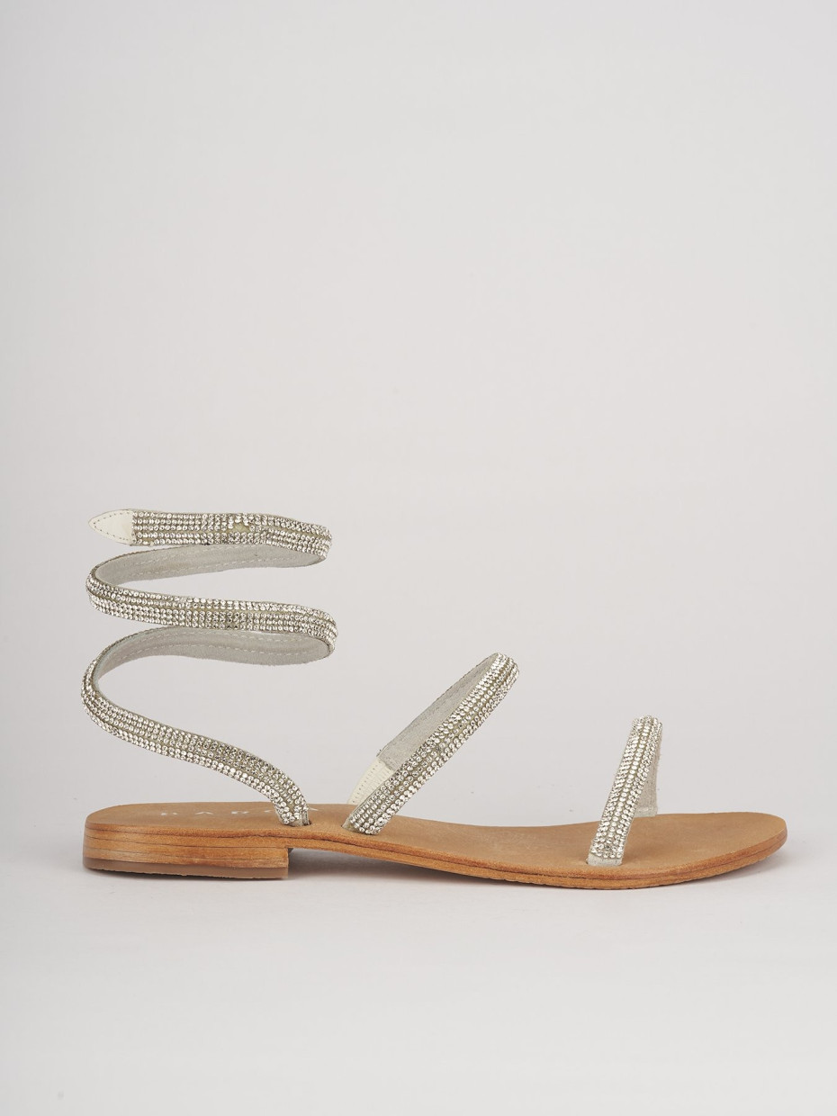 Low heel sandals heel 1 cm white leather