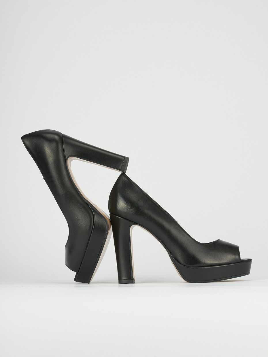 Décolleté e slingback tacco 8cm pelle nero