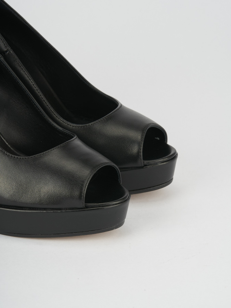 Décolleté e slingback tacco 8cm pelle nero
