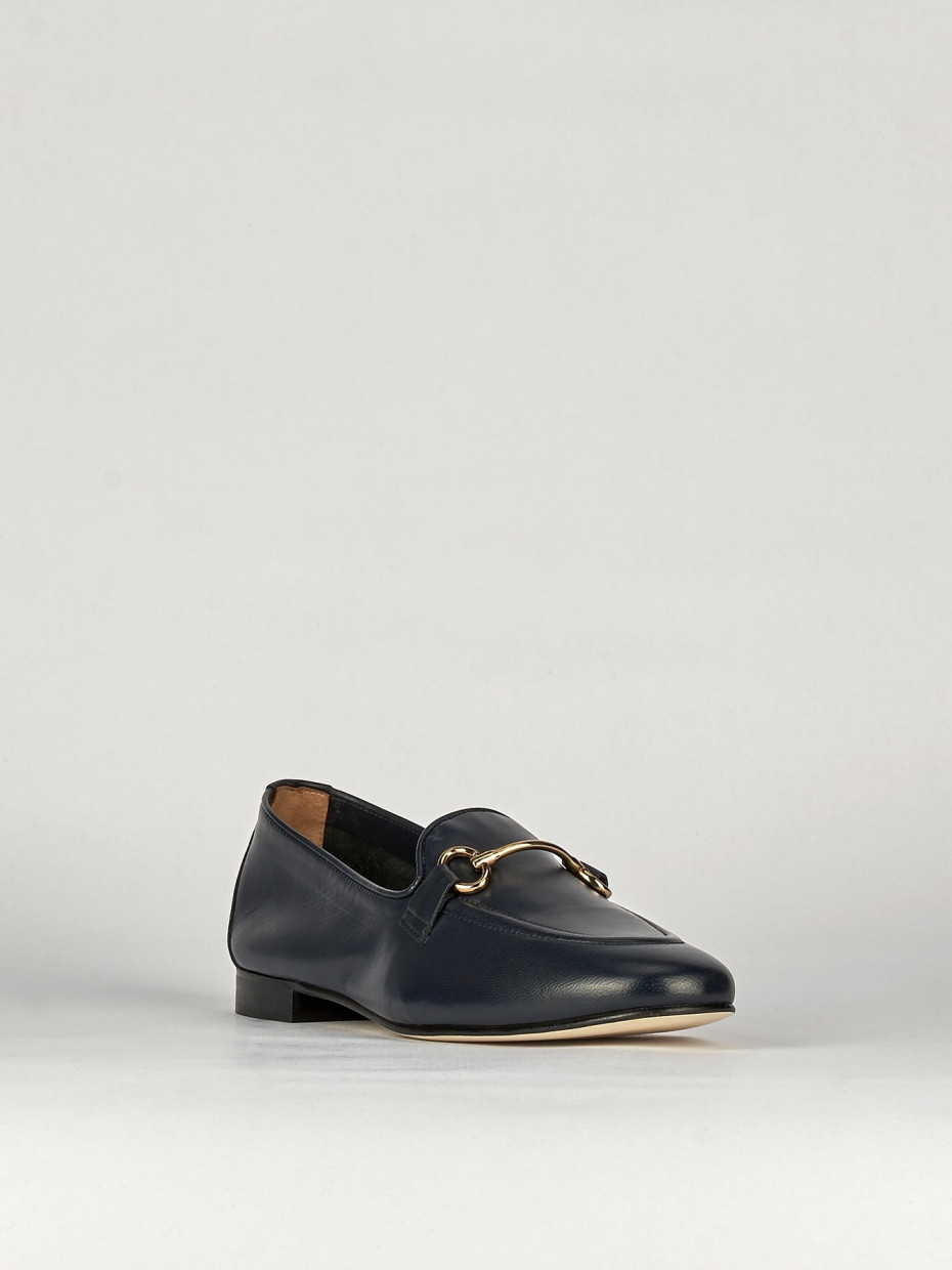 Mocassini tacco 1cm pelle blu