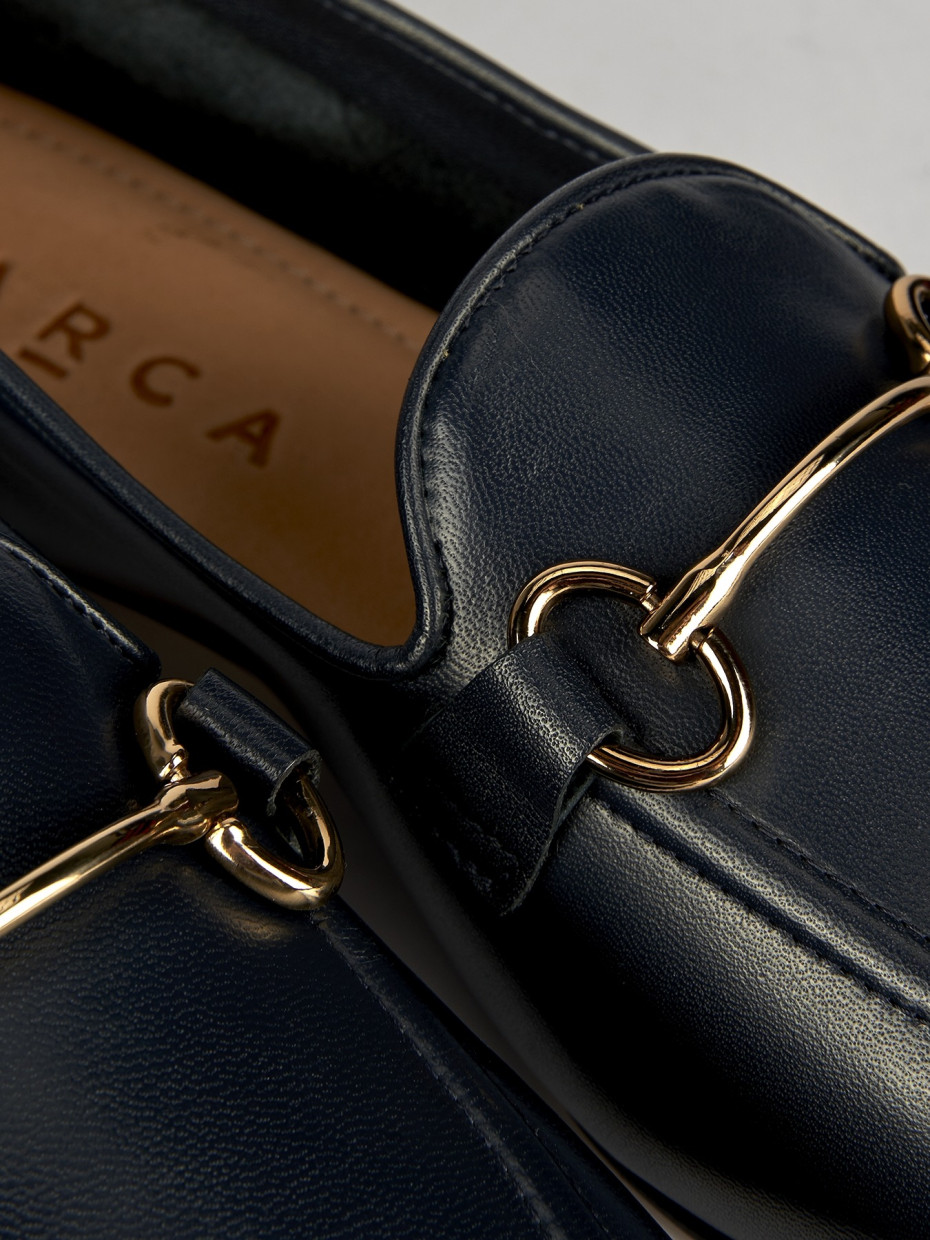 Mocassini tacco 1cm pelle blu