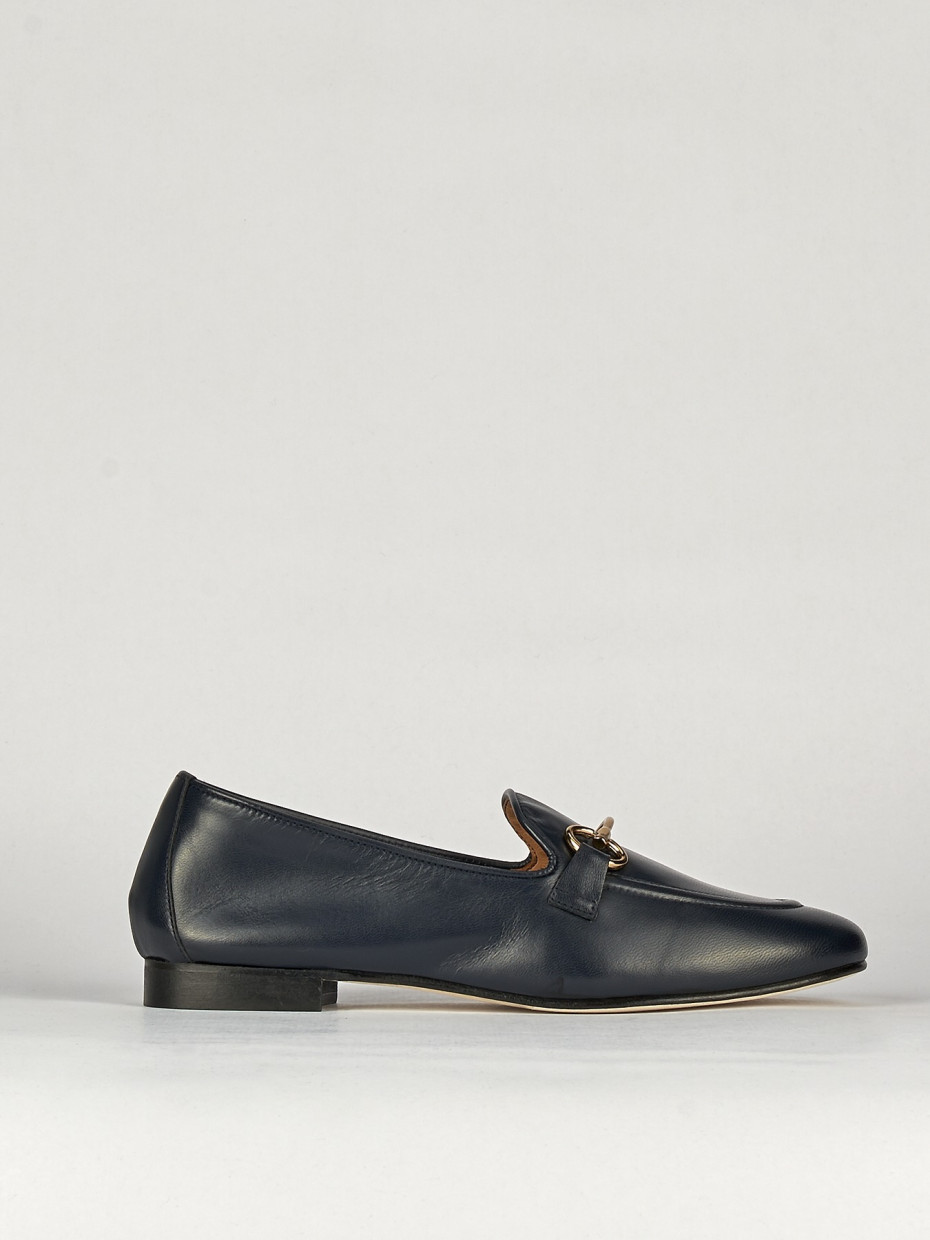 Mocassini tacco 1cm pelle blu