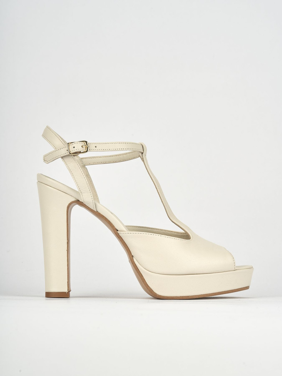 Sandali tacco 11cm pelle beige
