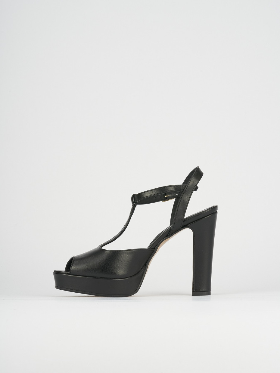 High heel sandals heel 9 cm black leather
