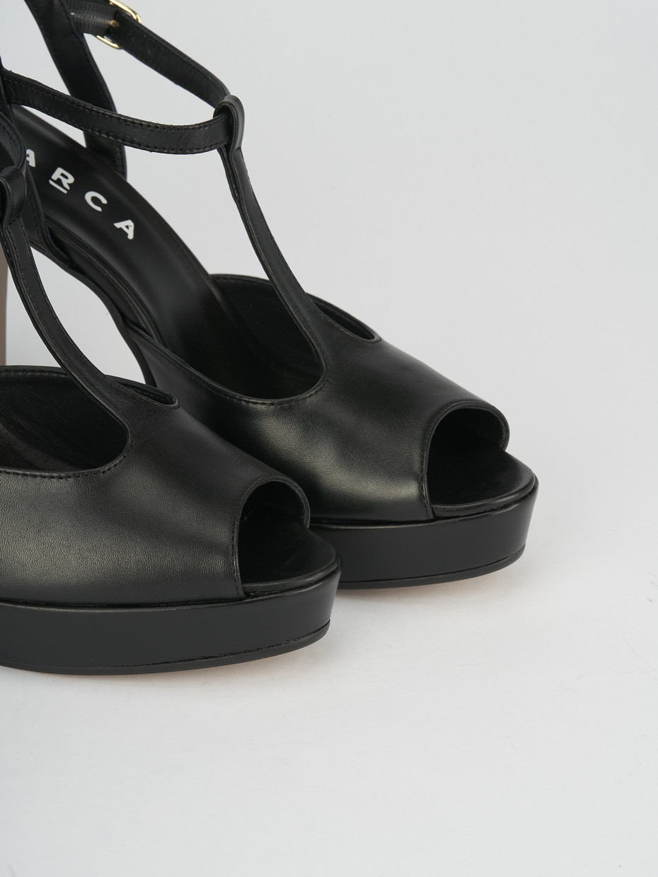 High heel sandals heel 9 cm black leather