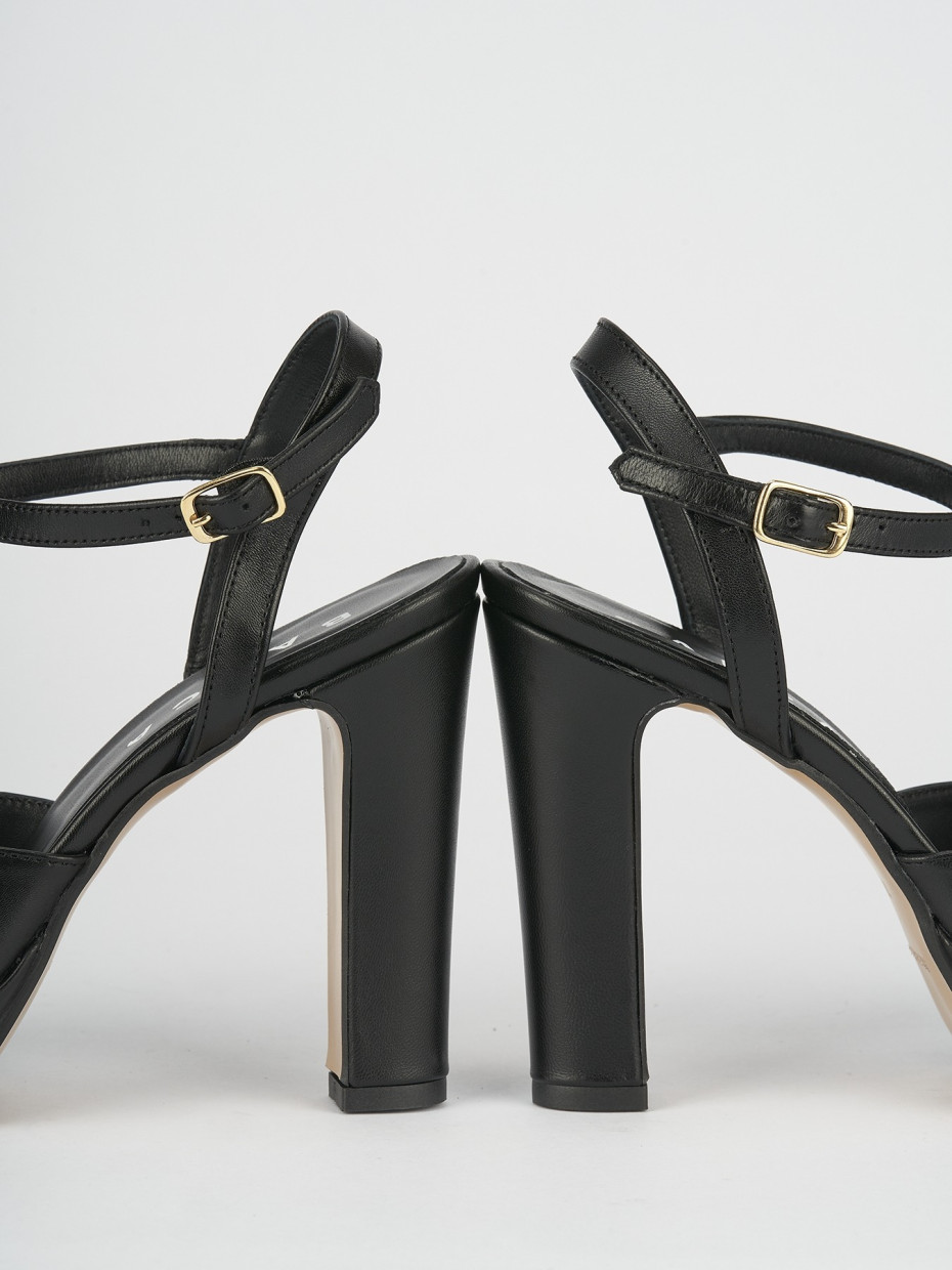 High heel sandals heel 9 cm black leather
