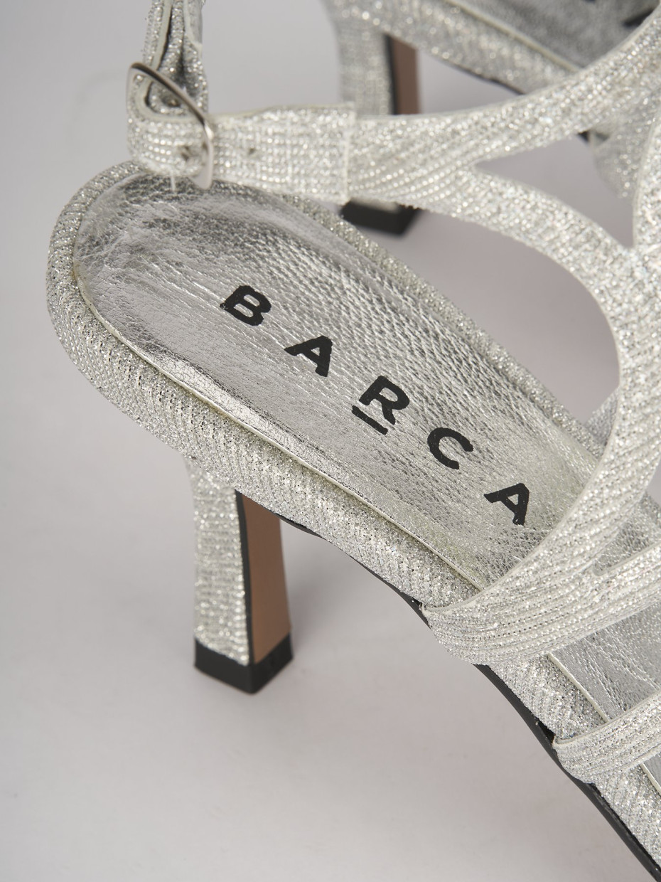 High heel sandals woman heel 6 cm silver leather Barca Stores