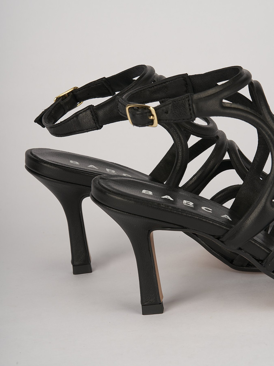 Sandali tacco 6cm pelle nero
