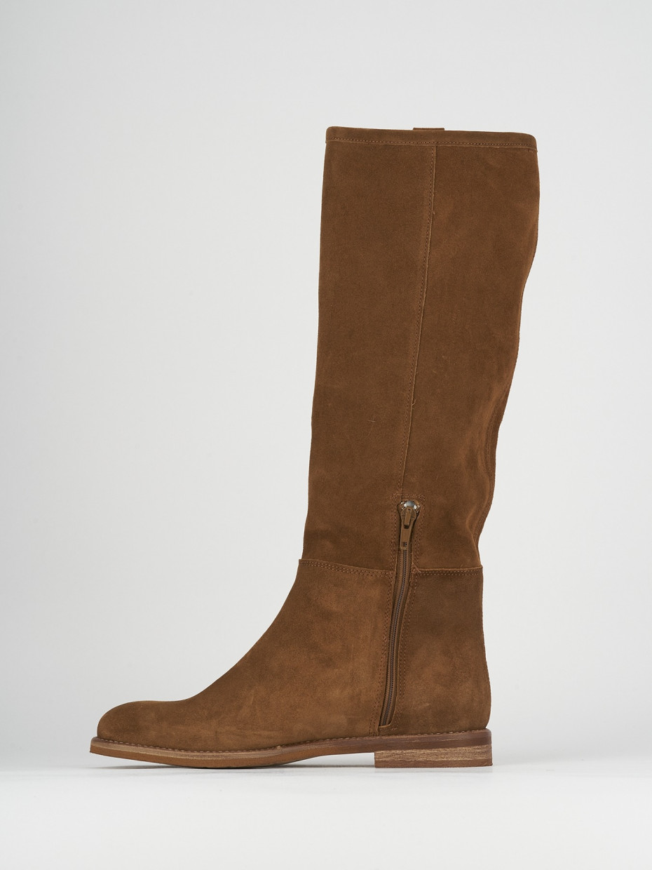 Stivali tacco 2cm camoscio marrone